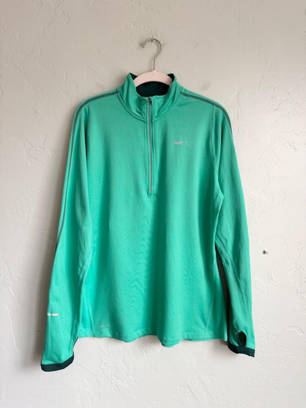 Nike Running Women’s Green Dri-FIT Performance Activewear 1/4 Zip Top Medium EUC